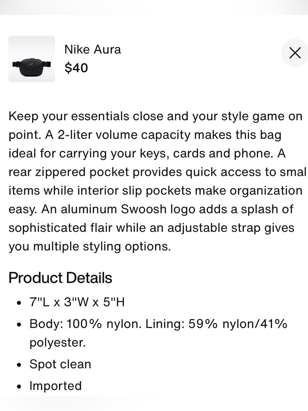 Nike Aura Crossbody Bag (2L) - Picture 6 of 6